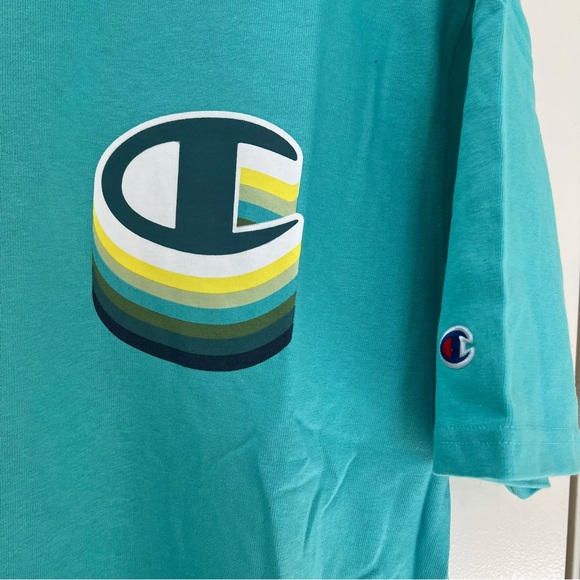 Champion Unisex Aqua Blue Crewneck Tee Size XXL - Picture 2 of 6